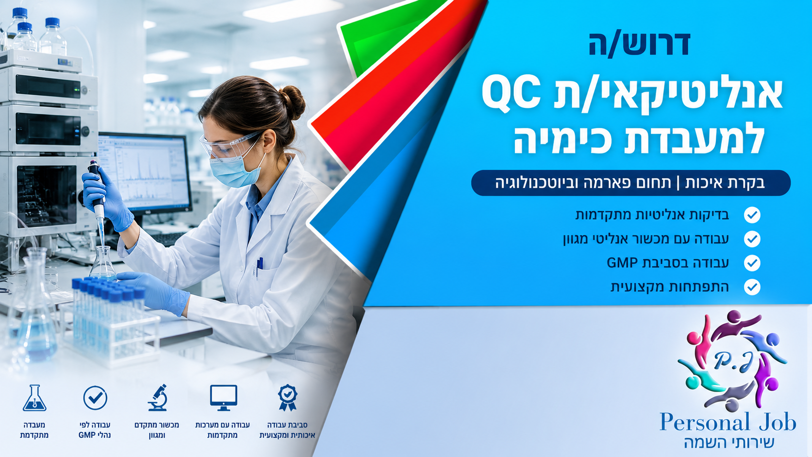 🧪 לחברה מובילה בדרום דרוש/ה אנליטיקאי/ת QC למעבדת כימיה